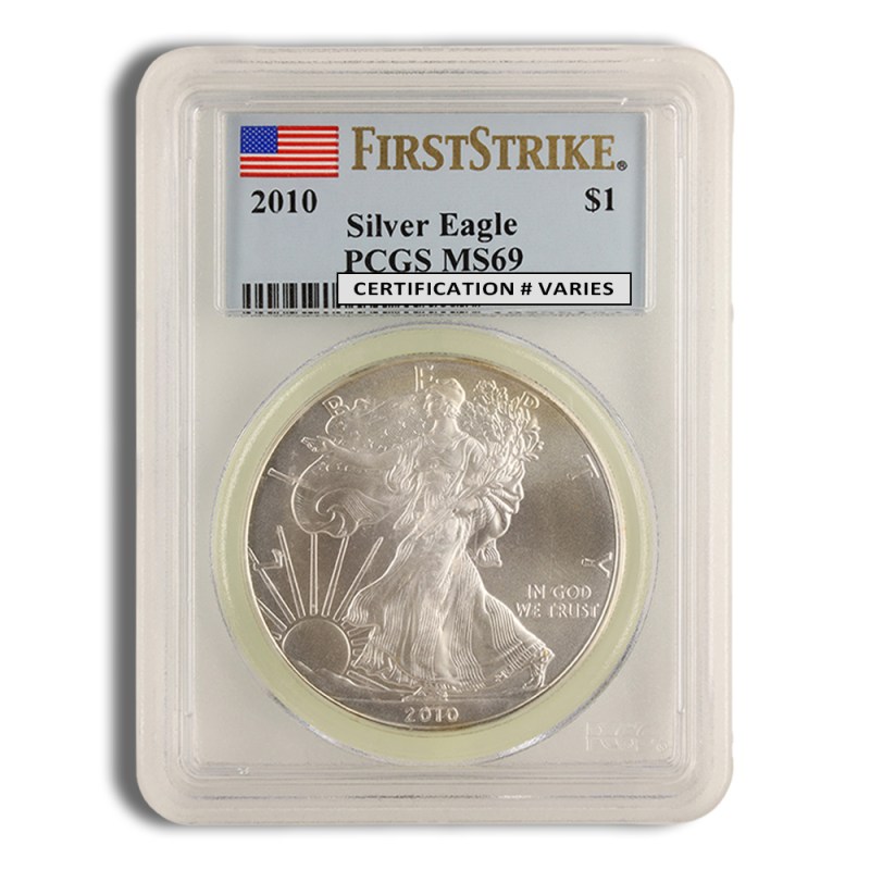 2010 silver eagle pcgs ms69