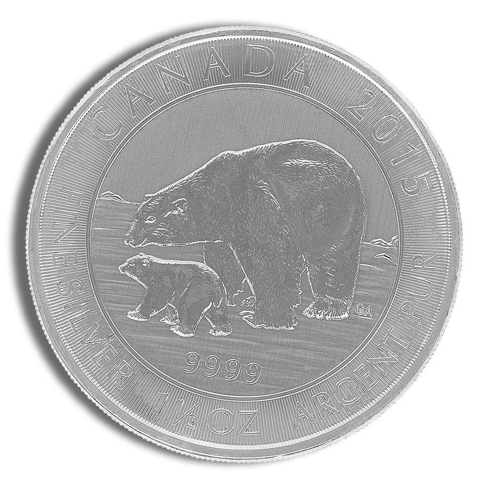 2015 1.5 oz canadian polar bear & cub silver coin