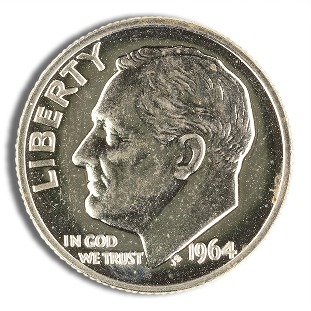 $1 fv 90% silver roosevelt dime 1946 1964 proof