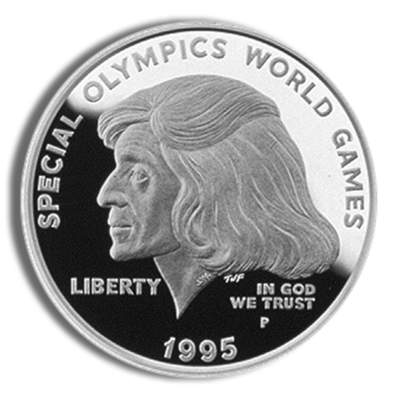 1995 p $1 special olympics silver commem proof