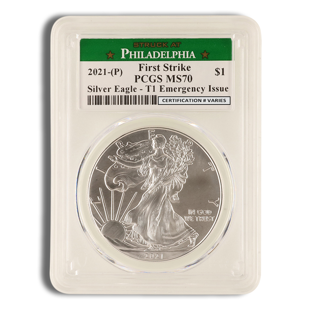 2021 (p) silver eagle pcgs ms70 first strike