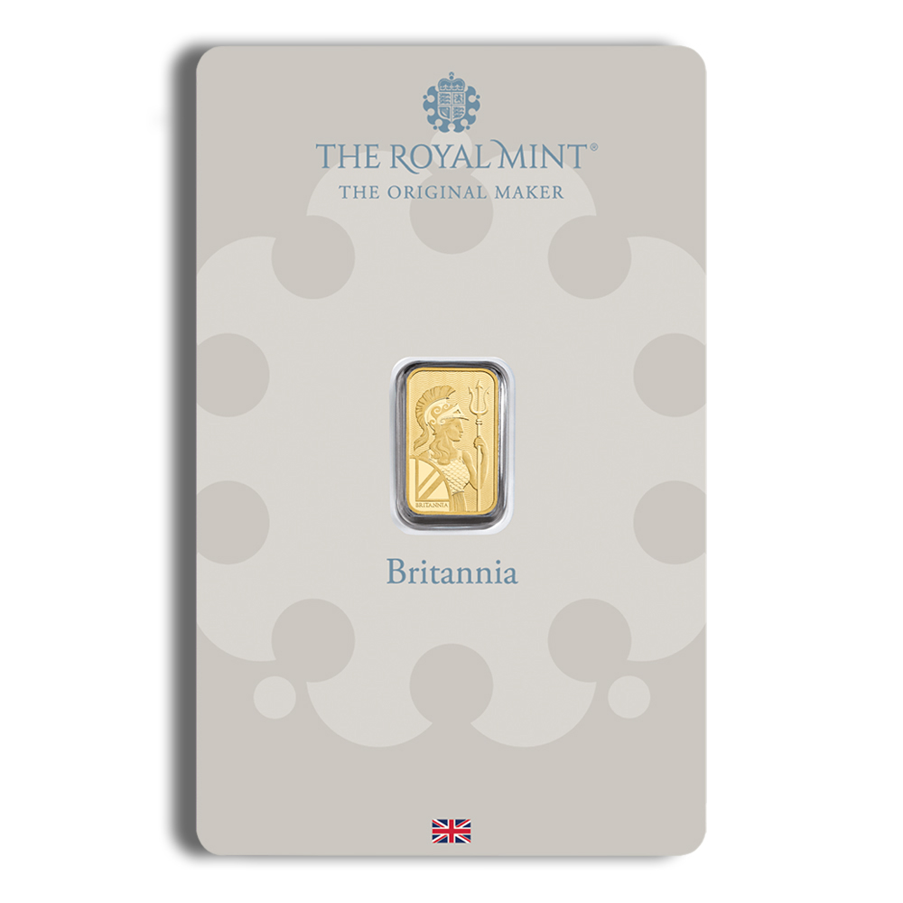 1 gram gold bar britannia (carded)