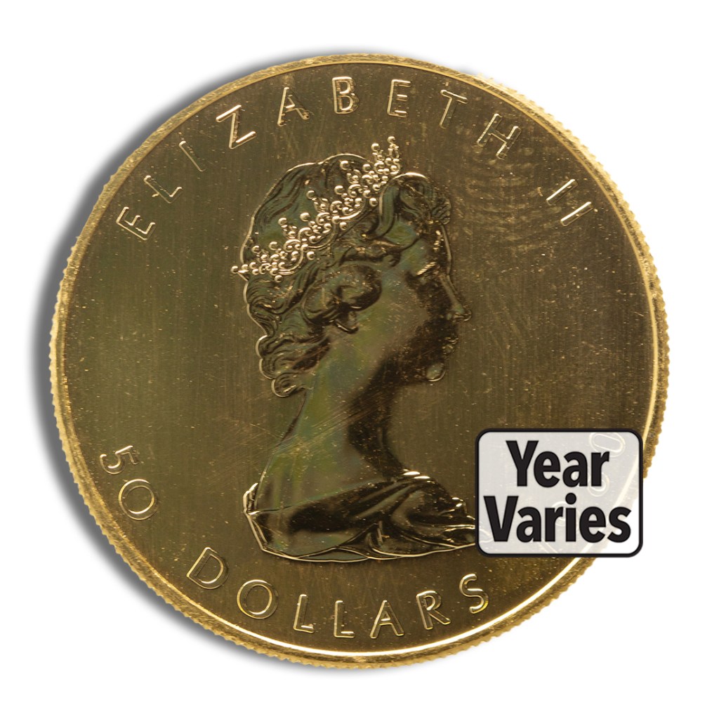 1 oz .999 gold maple leaf (year varies)