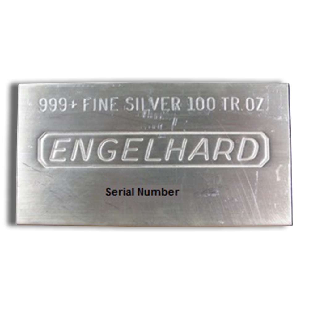 100 oz silver bar engelhard (poured/extruded)