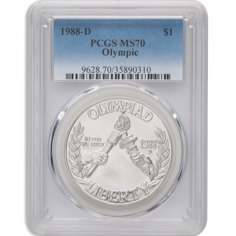 1988 d $1 olympic silver commem pcgs ms70