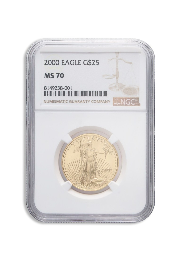 2000 1/2 oz gold eagle $25 ngc ms70
