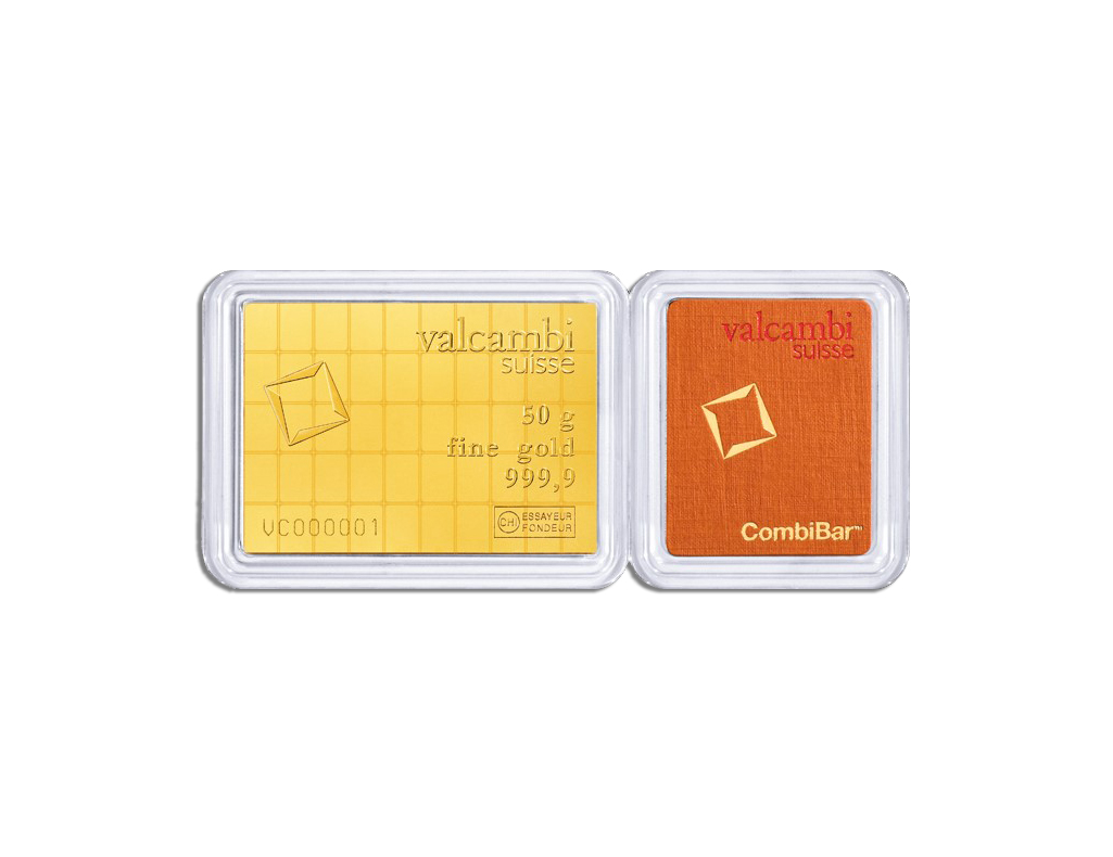 50 x 1 gram .9999 valcambi combibar™ gold (in assay)