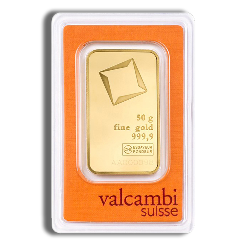 50 gram gold bar valcambi (carded)