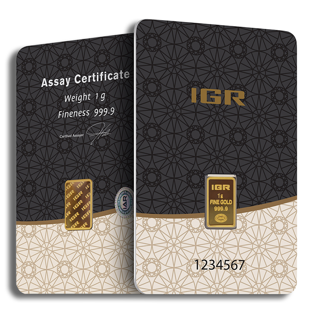 1 gram gold bar igr metals (carded)