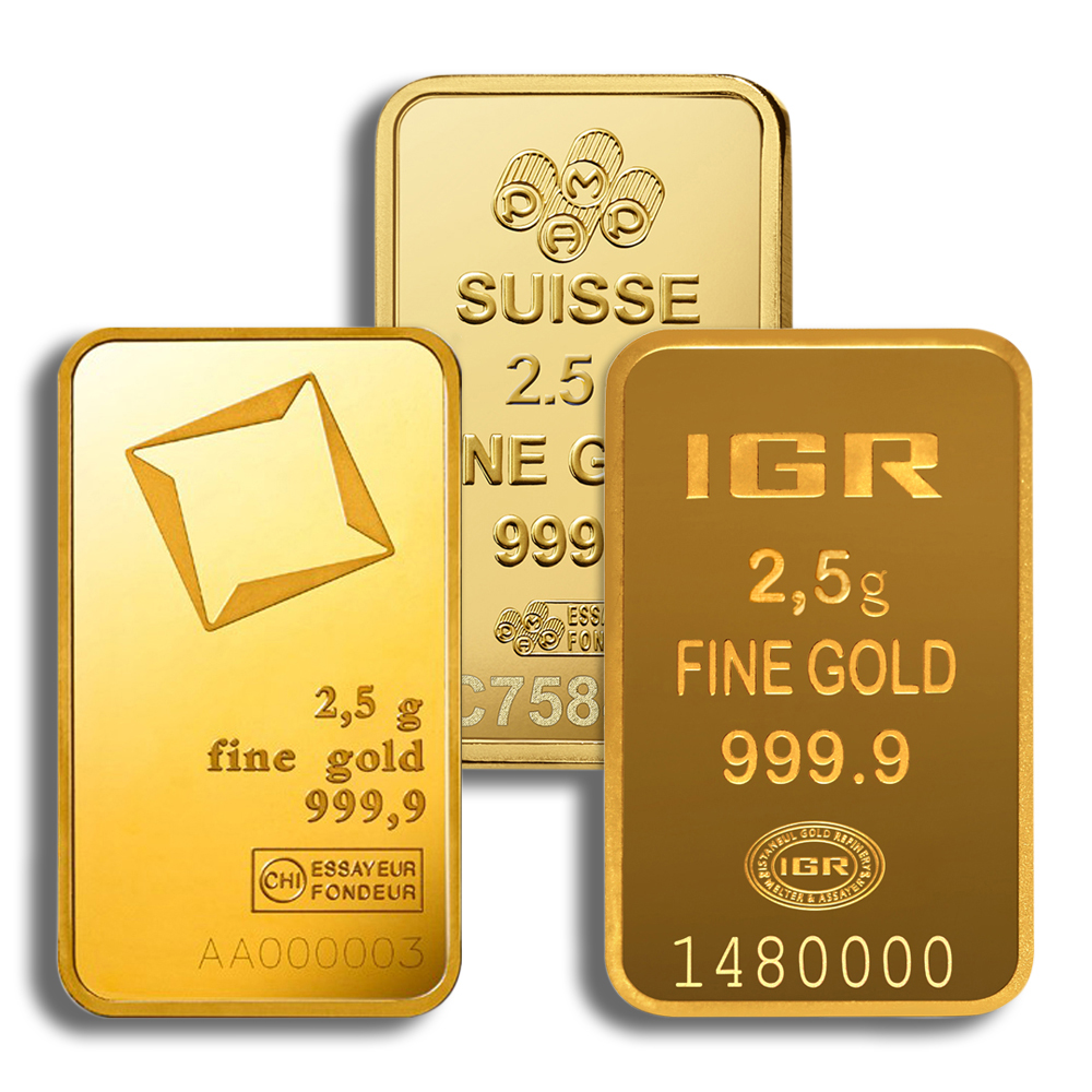 2.5 gram gold bar brand varies (no card)
