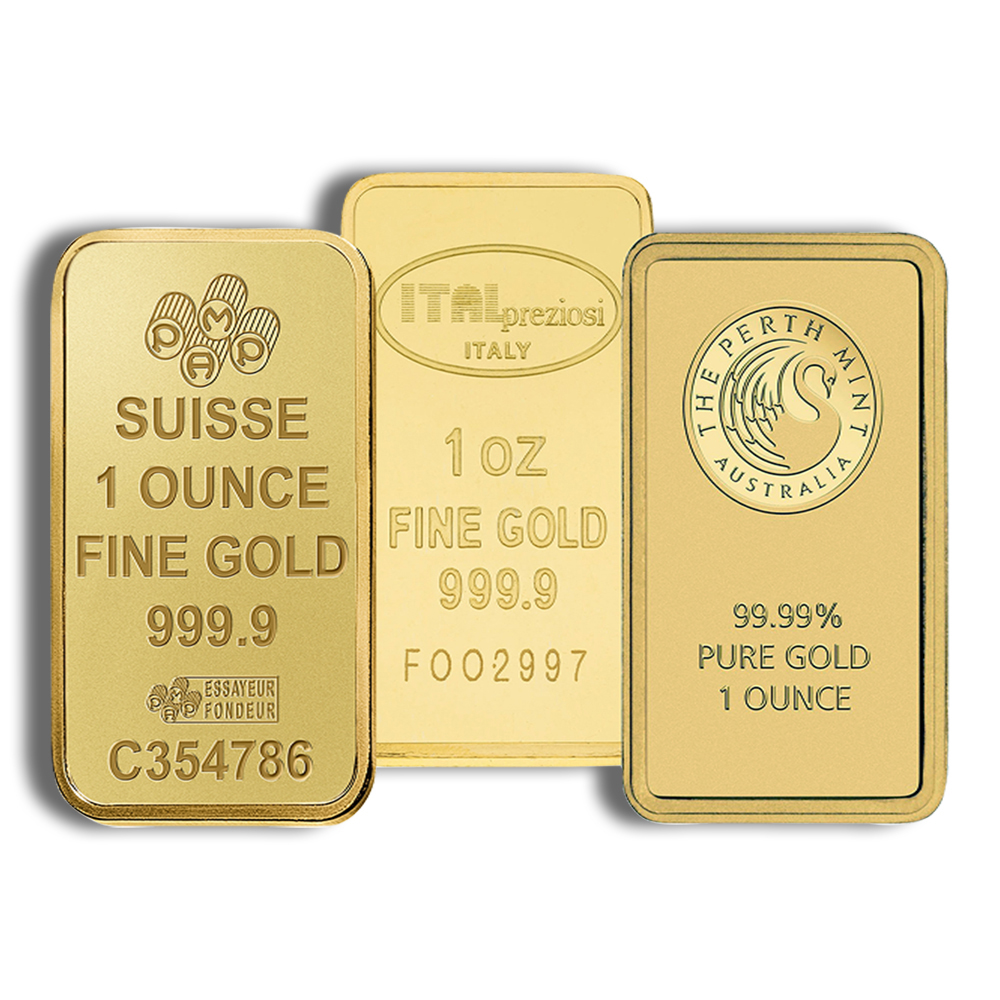 1 oz gold bar brand varies .9999 (ira eligible)