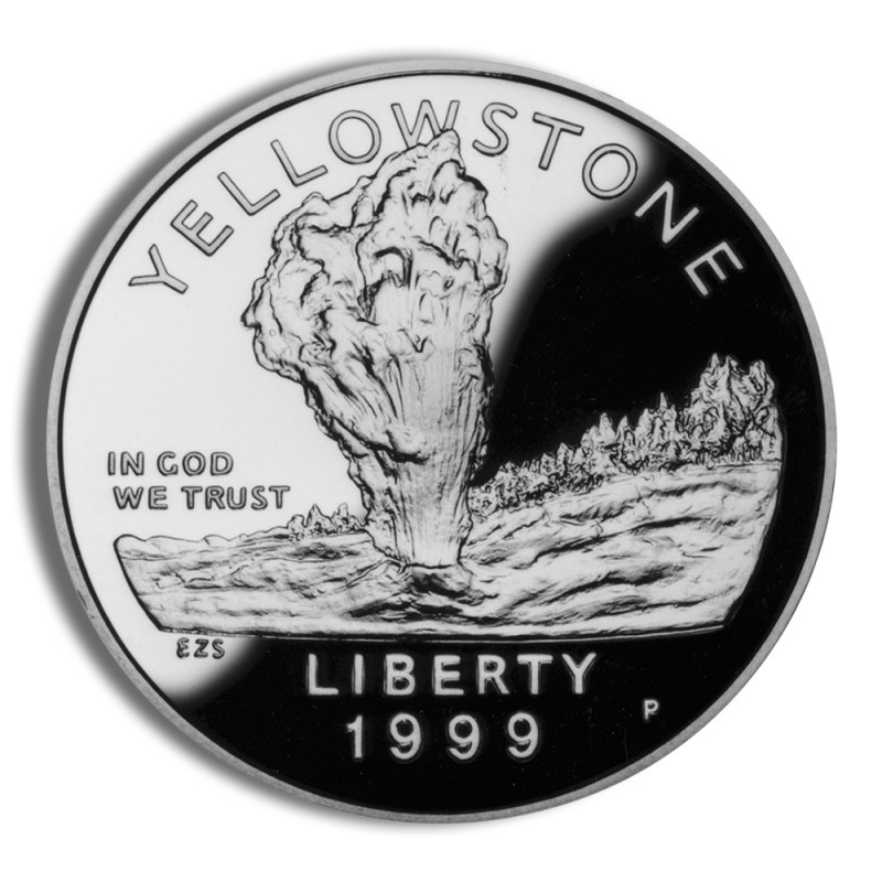 1999 p $1 yellowstone silver commem proof