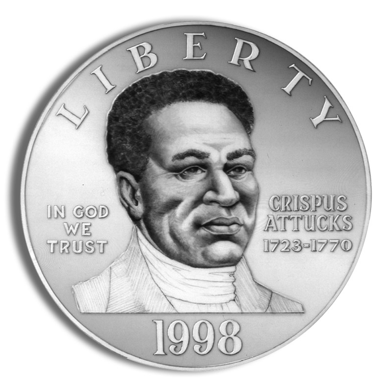 1998 s $1 black patriots silver commem proof