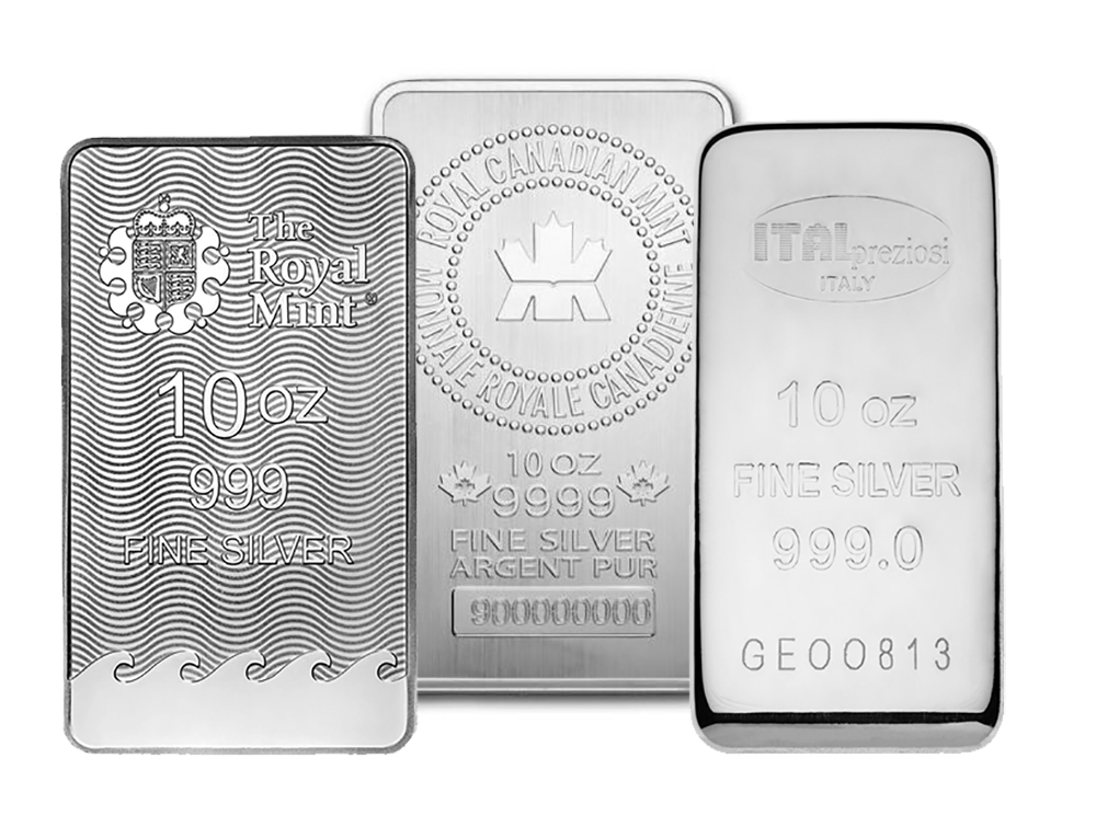 10 oz silver bar brand varies