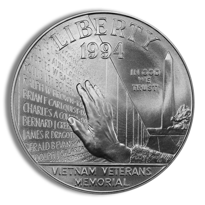 1994 w $1 vietnam vets silver commem bu