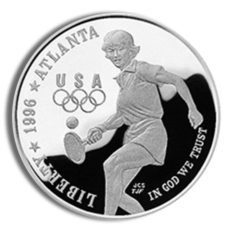 1996 p $1 tennis silver commem proof