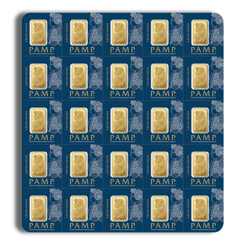 25 x 1 g gold bar pamp multigram gold bar (carded)
