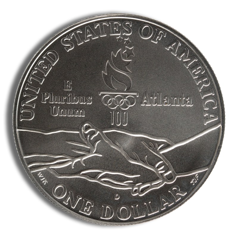 1995 d $1 track & field silver commem bu