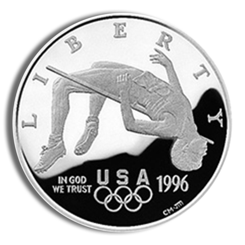 1996 p $1 high jump silver commem proof