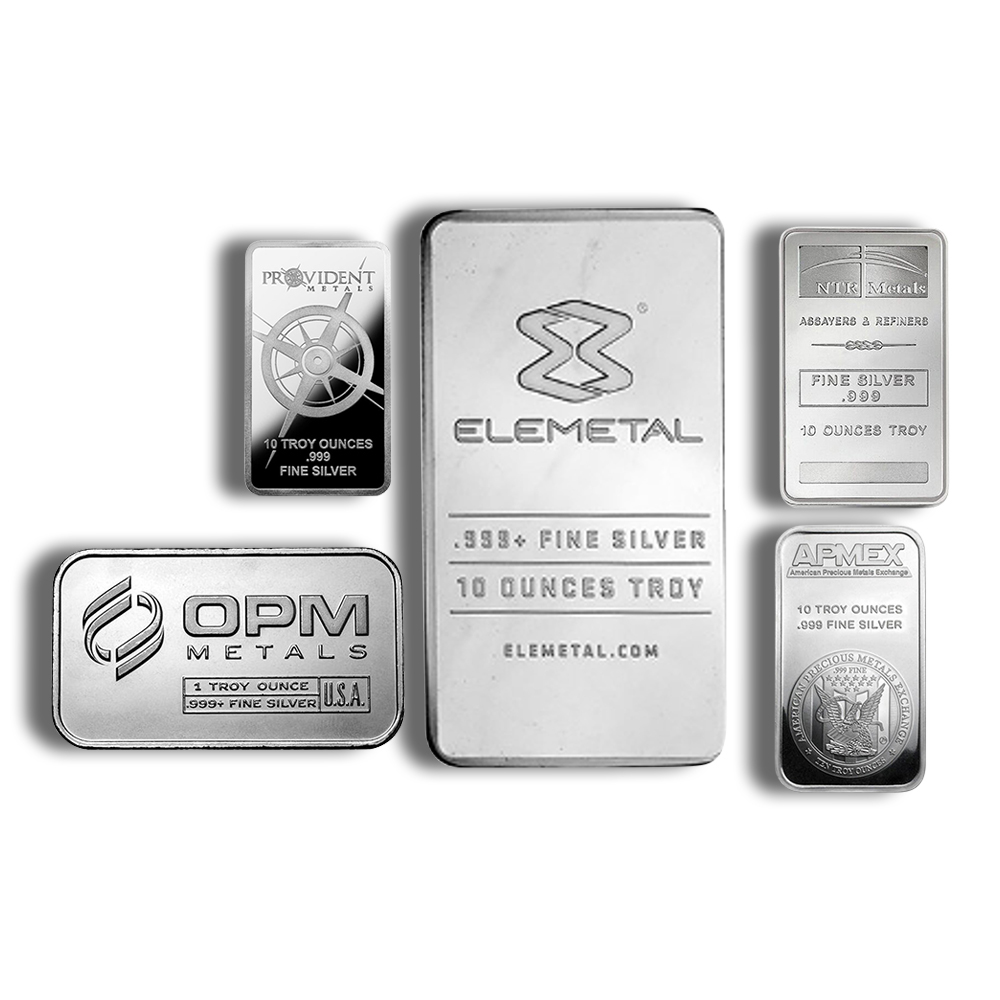 10 oz silver bar elemetal/apmex/provident/ntr/opm