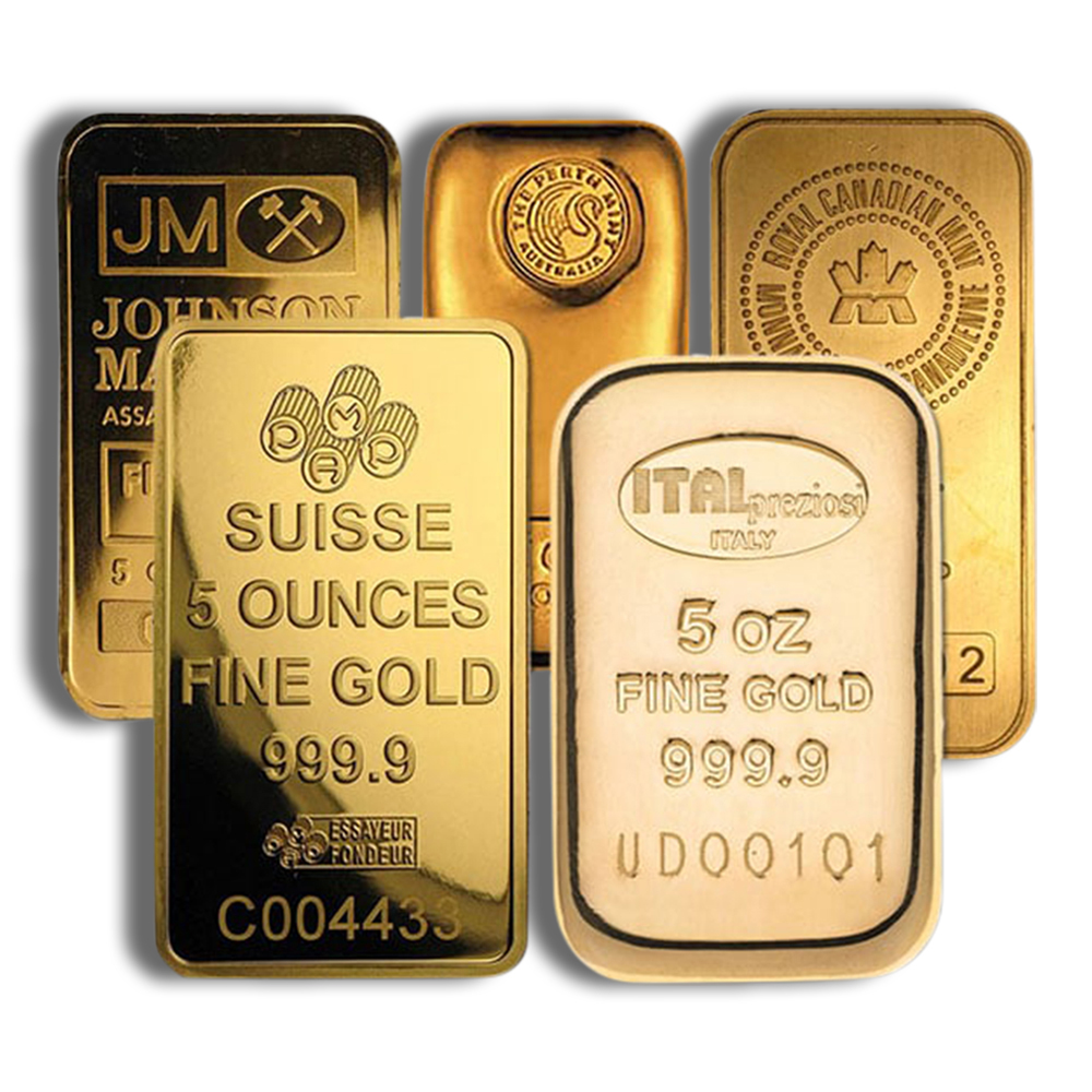 5 oz gold bar brand varies .9999