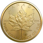 1 oz .9999 gold maple leaf (year varies)